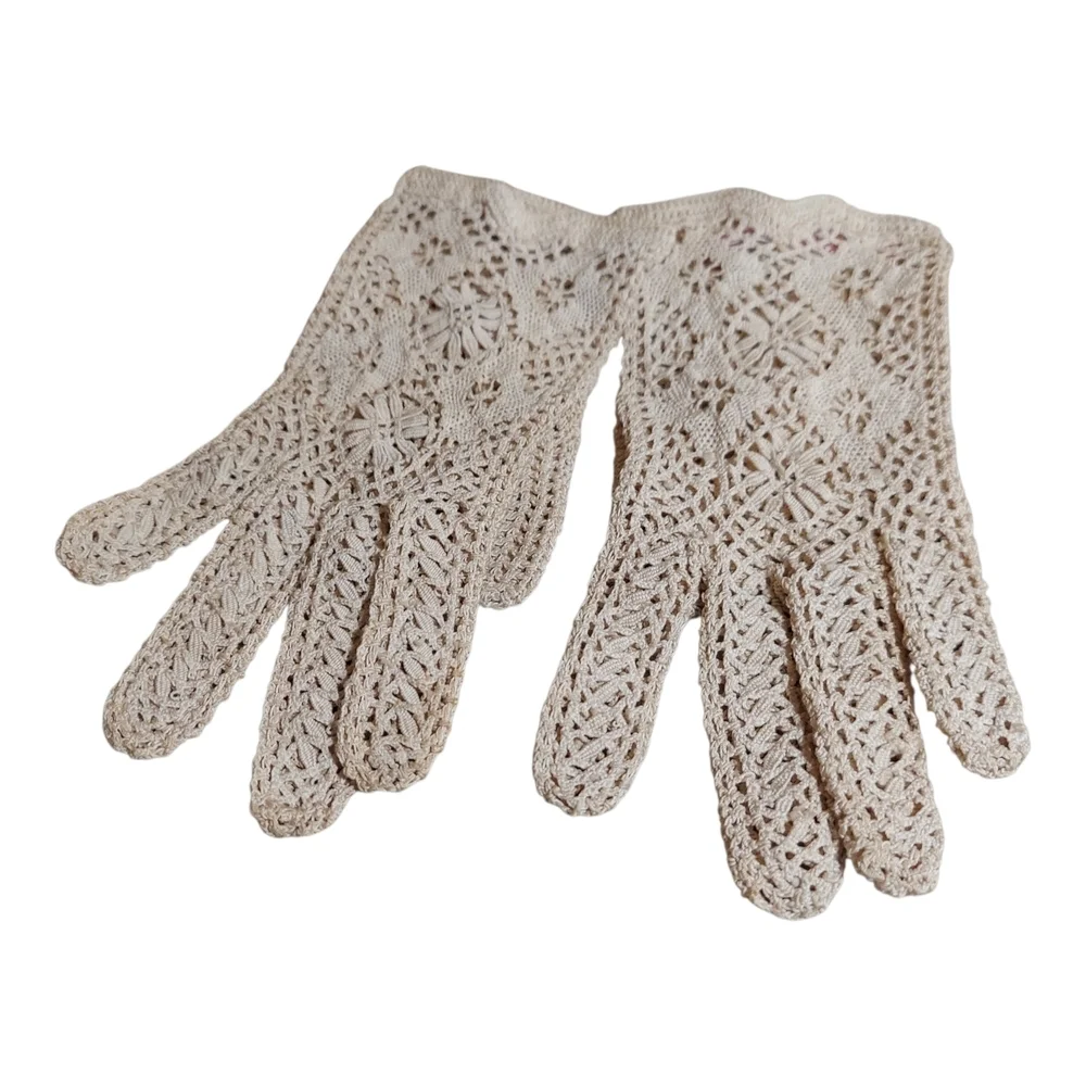 Gorgeous Handmade in France Lacy Crocheted Gloves